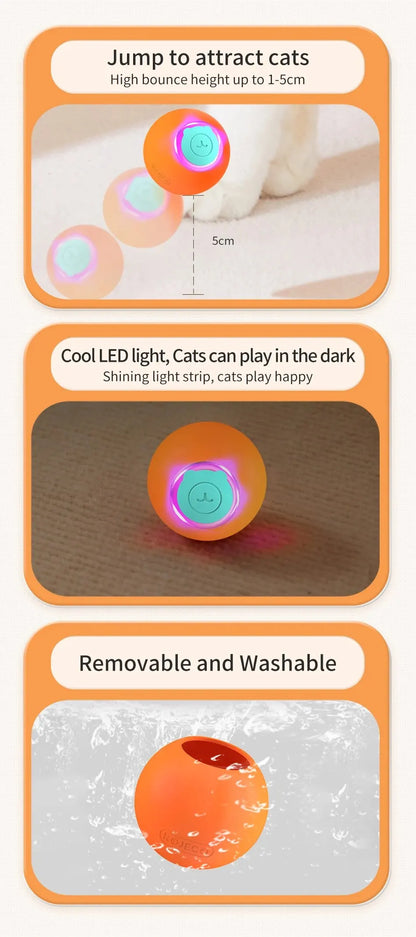 ROJECO Smart Interactive Cat Bouncing Ball – 360